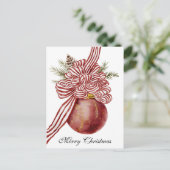 Watercolor Merry Christmas Ornament Typography シーズンポストカード (スタンド正面)