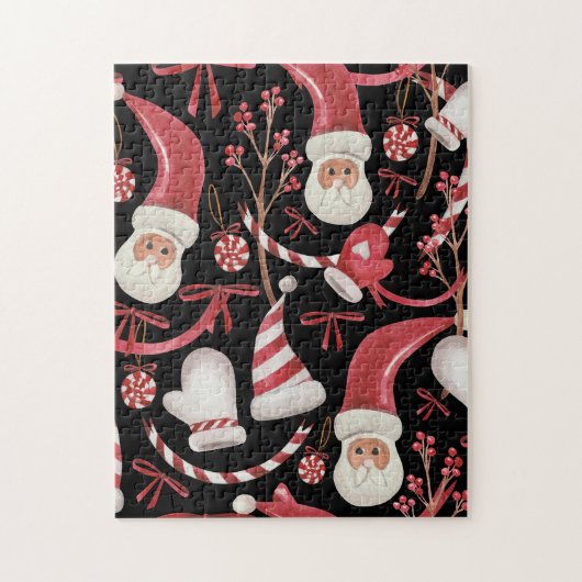 Watercolor Merry Christmas Pattern- Artistic Style ジグソーパズル (縦)