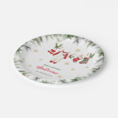  Watercolor Merry Christmas Santa Christmas baby s ペーパープレート (アングル)