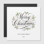 Watercolor Merry Christmas Script Botanical    (正面/裏面)