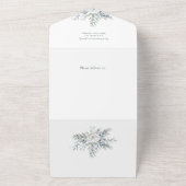 Watercolor Merry Christmas Script Juniper 3-Photo オールインワン招待状 (外側)