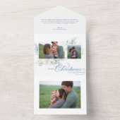 Watercolor Merry Christmas Script Juniper 3-Photo オールインワン招待状 (内側)