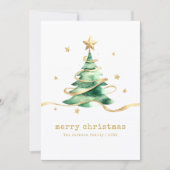 Watercolor Merry Christmas Tree シーズンカード (正面)