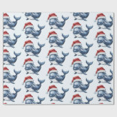 Watercolor Merry Christmas Whale Drawing  ラッピングペーパー (フラット)
