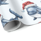 Watercolor Merry Christmas Whale Drawing  ラッピングペーパー (ロールコーナー)