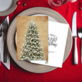 Watercolor Merry Little Christmas Tree Parchment シーズンカード