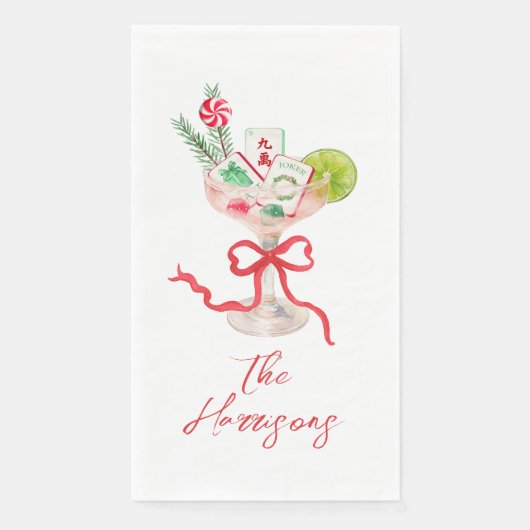 Watercolor Merry Mahjong Christmas Cocktail Party (正面)