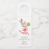 Watercolor Merry Mahjong Christmas Cocktail Party ボトルネックタグ (正面)