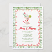 Watercolor Merry Mahjong Christmas Cocktail Party 招待状 (正面)