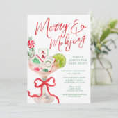Watercolor Merry Mahjong Christmas Cocktail Party 招待状 (スタンド正面)