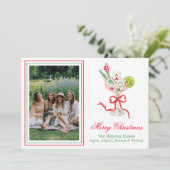 Watercolor Merry Mahjong Christmas Cocktail Photo シーズンカード (スタンド正面)