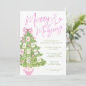 Watercolor Merry & Mahjong Christmas Tree Party 招待状 (スタンド正面)