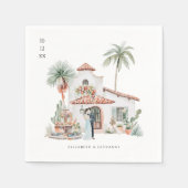 Watercolor Mexico Hacienda | Wedding スタンダードカクテルナプキン (正面)