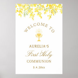 Watercolor Mimosa First Communion Welcome ポスター