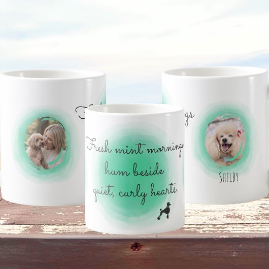 Watercolor Mint Green Poodle - Custom Photo & Name コーヒーマグカップ