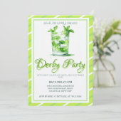 Watercolor Mint Julep Green Kentucky Derby Invitat 招待状 (スタンド正面)