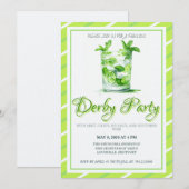 Watercolor Mint Julep Green Kentucky Derby Invitat 招待状 (正面/裏面)