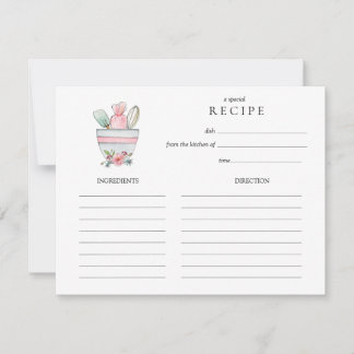 Watercolor Mixing Bowl with utensils Recipe card ノートカード