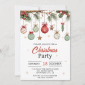 Watercolor Modern  Ornaments Christmas Party  招待状 (正面)