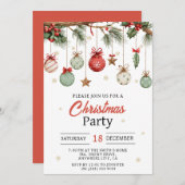 Watercolor Modern  Ornaments Christmas Party  招待状 (正面/裏面)