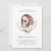 Watercolor Mommy and Baby Hedgehogs Baby Shower 招待状 (正面)