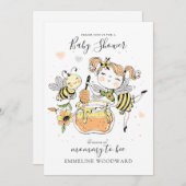 Watercolor Mommy To Bee Baby Shower  招待状 (正面/裏面)