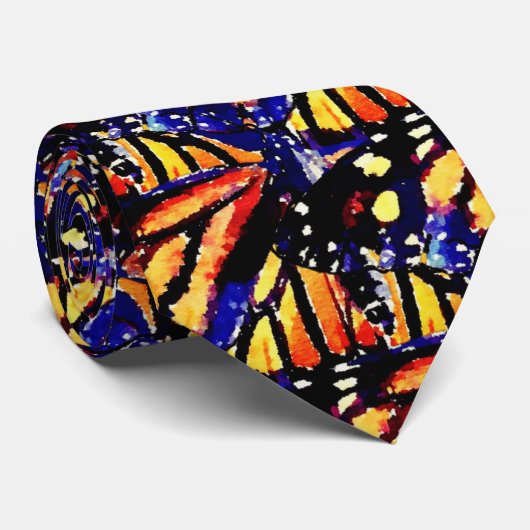 Watercolor Monarch Butterfly ネクタイ (ロール)