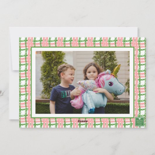 Watercolor Monogram Initial Santa Crest Photo シーズンカード (裏面)