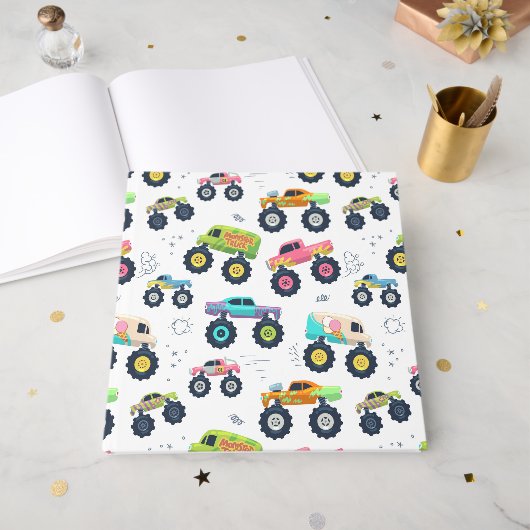 Watercolor Monster Car Trucks kids ゲストブック (正面見開き)