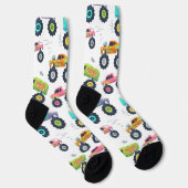 Watercolor Monster Car Trucks kids ソックス (右)