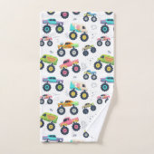 Watercolor Monster Car Trucks kids バスタオルセット (ハンドタオル)