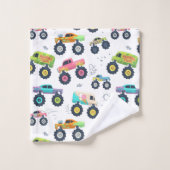 Watercolor Monster Car Trucks kids バスタオルセット (ウォッシュタオル)