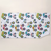 Watercolor Monster Car Trucks kids ビーチタオル (正面)