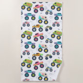 Watercolor Monster Car Trucks kids ビーチタオル (正面)