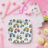 Watercolor Monster Car Trucks kids ペーパープレート (パーティー)