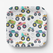 Watercolor Monster Car Trucks kids ペーパープレート (正面)