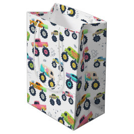 Watercolor Monster Car Trucks kids ミディアムペーパーバッグ