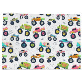 Watercolor Monster Car Trucks kids ラージペーパーバッグ (裏面)