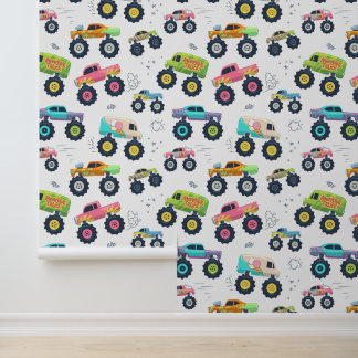 Watercolor Monster Car Trucks kids 壁紙