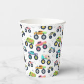 Watercolor Monster Car Trucks kids 紙コップ (裏面)