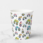 Watercolor Monster Car Trucks kids 紙コップ (右)