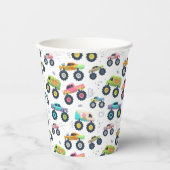 Watercolor Monster Car Trucks kids 紙コップ (正面)