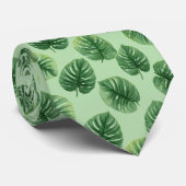 Watercolor Monstera Leaf Pattern ネクタイ (ロール)