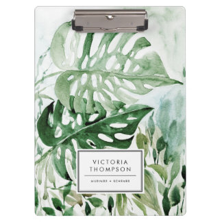Watercolor Monstera Leaves Tropical Greenery クリップボード