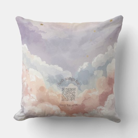 Watercolor Moon & Cloud Nursery Pillow | Music クッション (正面)