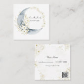 Watercolor Moon & Data Frame with qrコード スクエア名刺 (正面/裏面)