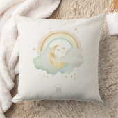 Watercolor Moon & Rainbow Nursery Pillow | Mint クッション (ブランケット)