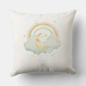 Watercolor Moon & Rainbow Nursery Pillow | Mint クッション (裏面)