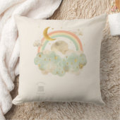 Watercolor Moon & Rainbow Nursery Pillow | Mint クッション (ブランケット)