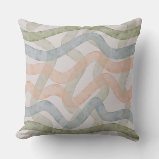 Watercolor Mopping Brushstrokes Pattern In Pastel アウトドアクッション (正面)